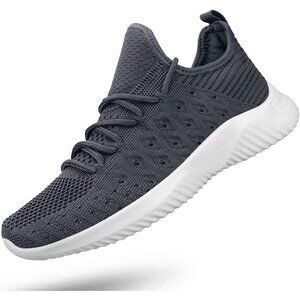 Women's Dark Grey Slip-On Walking Shoes Lightweight Breathable Non-Slip Sneakers